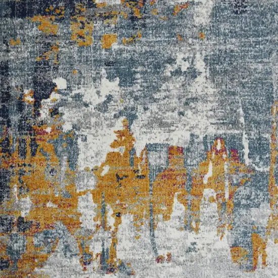 3' X 5' Blue and Orange Abstract Power Loom Area Rug Photo 8