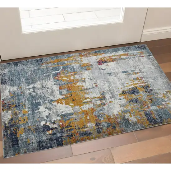 Blue Gray And Orange Area Rug Photo 1