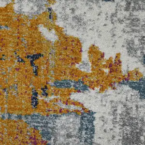 Photo of 3' X 5' Blue and Orange Abstract Power Loom Area Rug