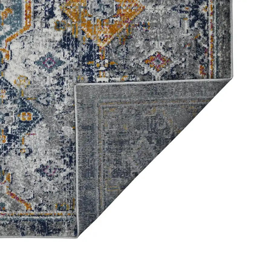 Blue Gray And Rust Geometric Area Rug Photo 7