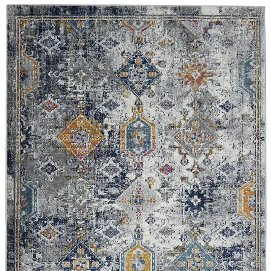 Blue Gray And Rust Geometric Area Rug Photo 9
