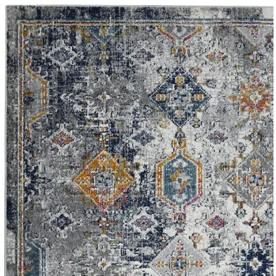 Blue Gray And Rust Geometric Area Rug Photo 8