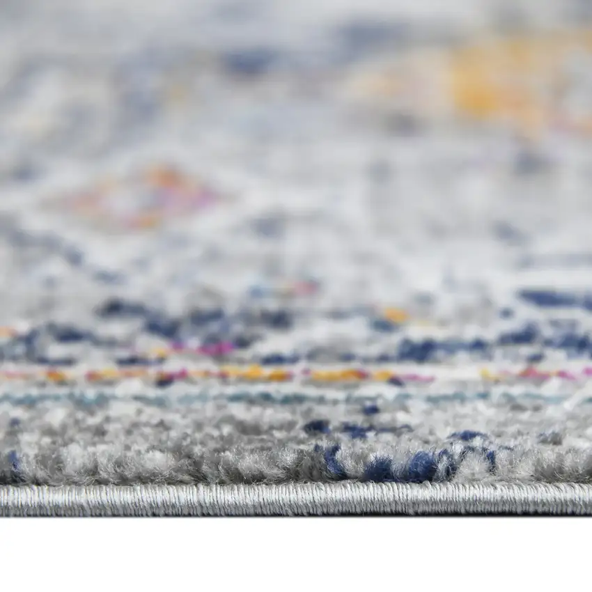3' X 5' Blue and Orange Geometric Power Loom Area Rug Photo 4