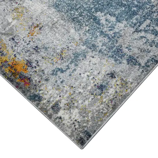 Blue Gray And Purple Abstract Distressed Area Rug Photo 5