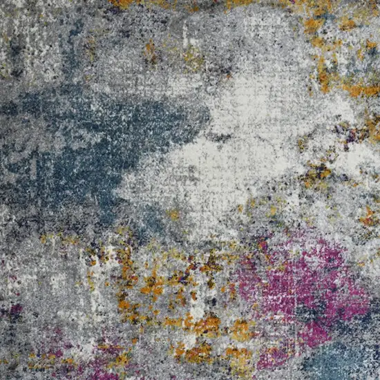 Blue Gray And Purple Abstract Distressed Area Rug Photo 8