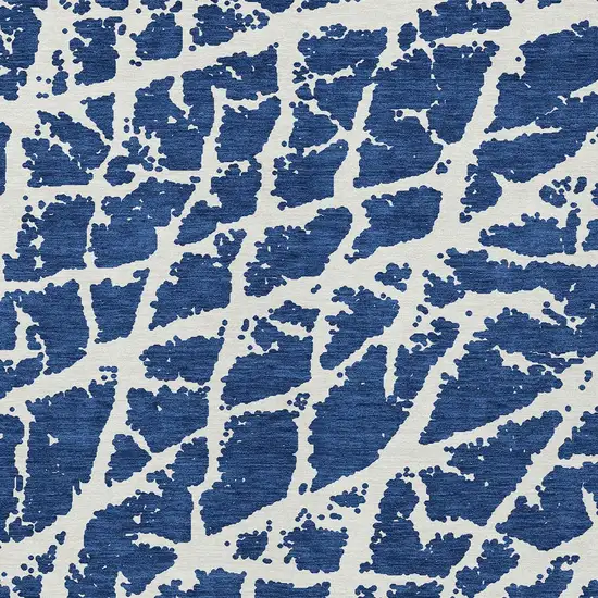 Blue and White Abstract Washable Non Skid Indoor Outdoor Area Rug Photo 6