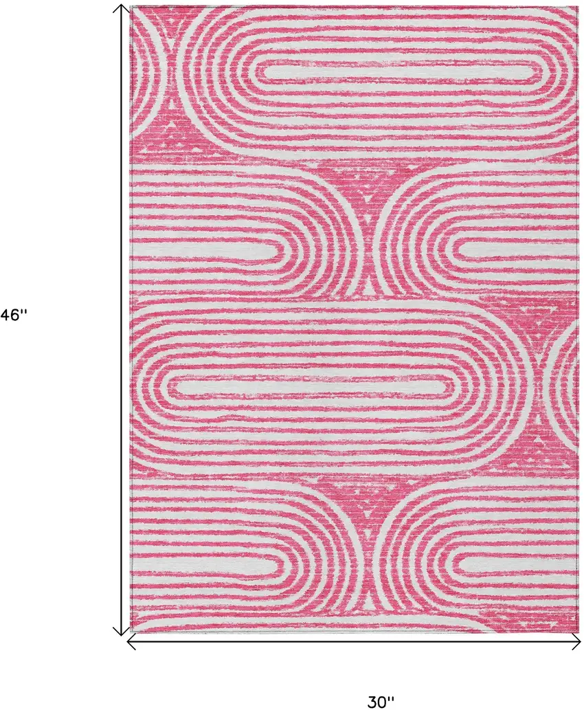 3' X 4' Blush Abstract Washable Non Skid Indoor Outdoor Area Rug Photo 3