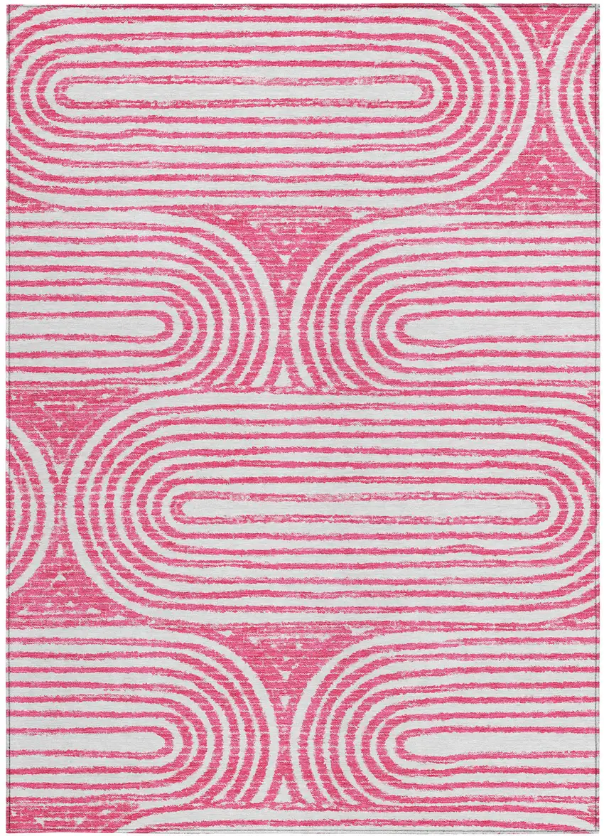 3' X 4' Blush Abstract Washable Non Skid Indoor Outdoor Area Rug Photo 4