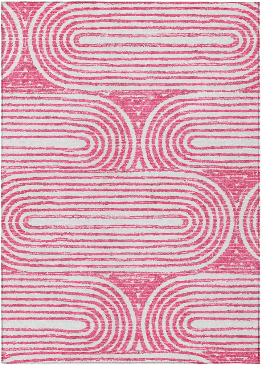 3' X 4' Blush Abstract Washable Non Skid Indoor Outdoor Area Rug Photo 2
