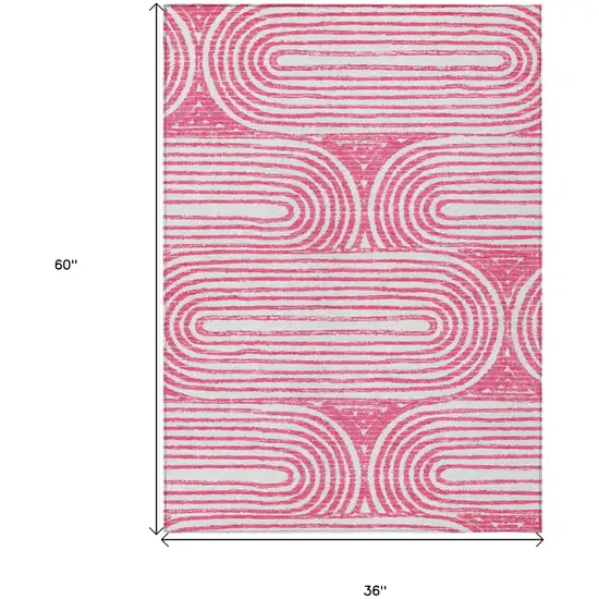 Blush Abstract Washable Non Skid Indoor Outdoor Area Rug Photo 8