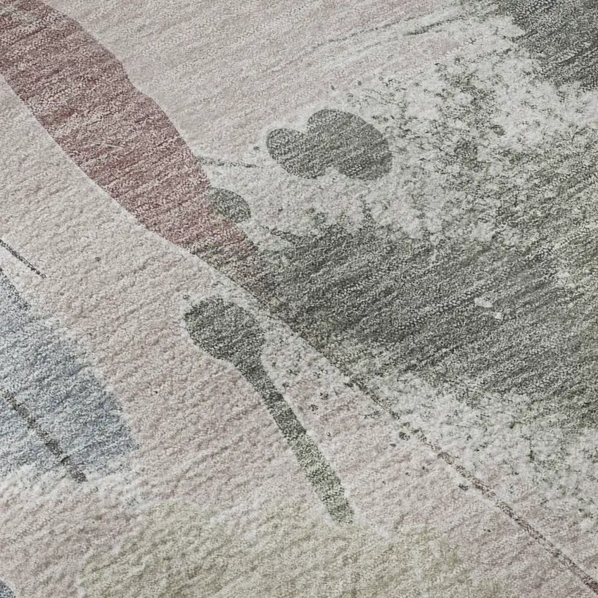 8' X 8' Blush Mauve And Gray Floral Washable Round Rug With UV Protection Photo 8