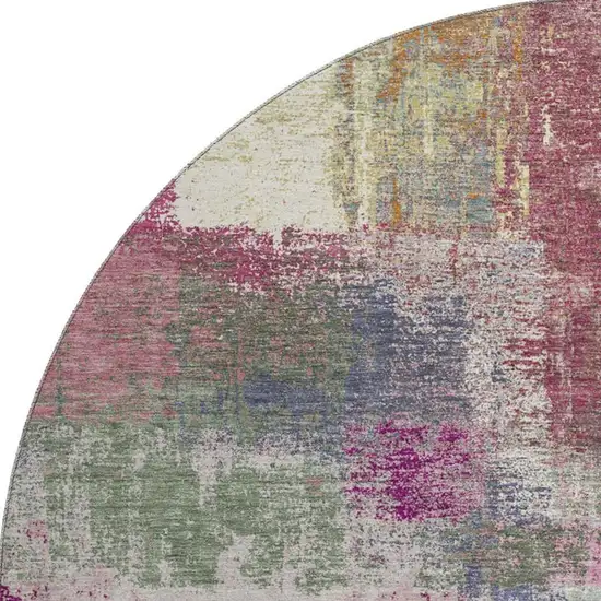 8' X 8' Blush Purple And Gray Abstract Washable Round Rug With UV Protection Photo 3