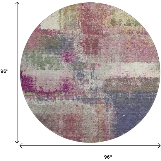 8' X 8' Blush Purple And Gray Abstract Washable Round Rug With UV Protection Photo 9