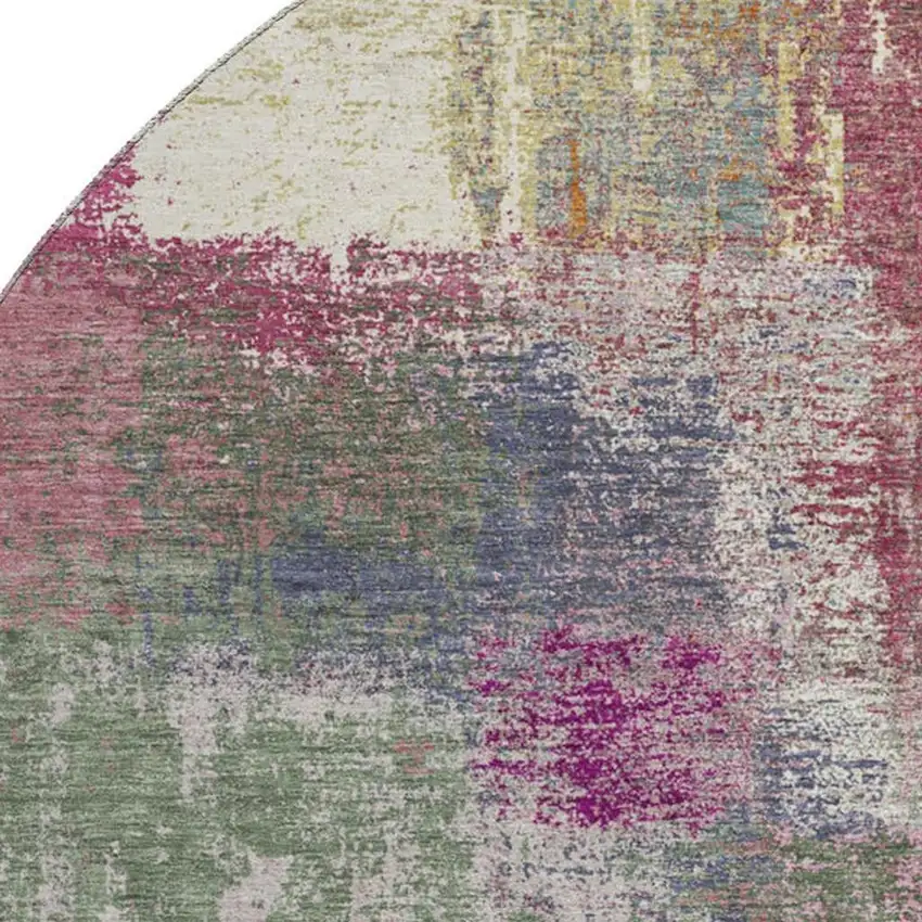 8' X 8' Blush Purple And Gray Abstract Washable Round Rug With UV Protection Photo 2