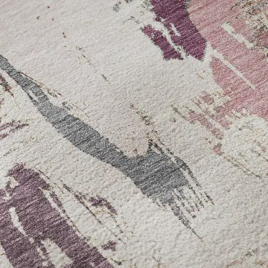 8' X 8' Blush Purple And Ivory Abstract Washable Round Rug With UV Protection Photo 8