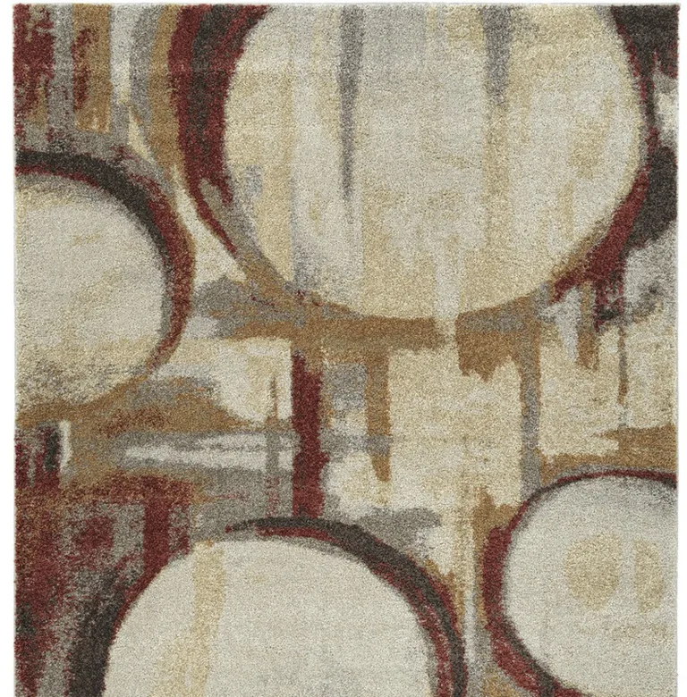 5' X 8' Brick Ivory and Gold Geometric Area Rug Photo 3