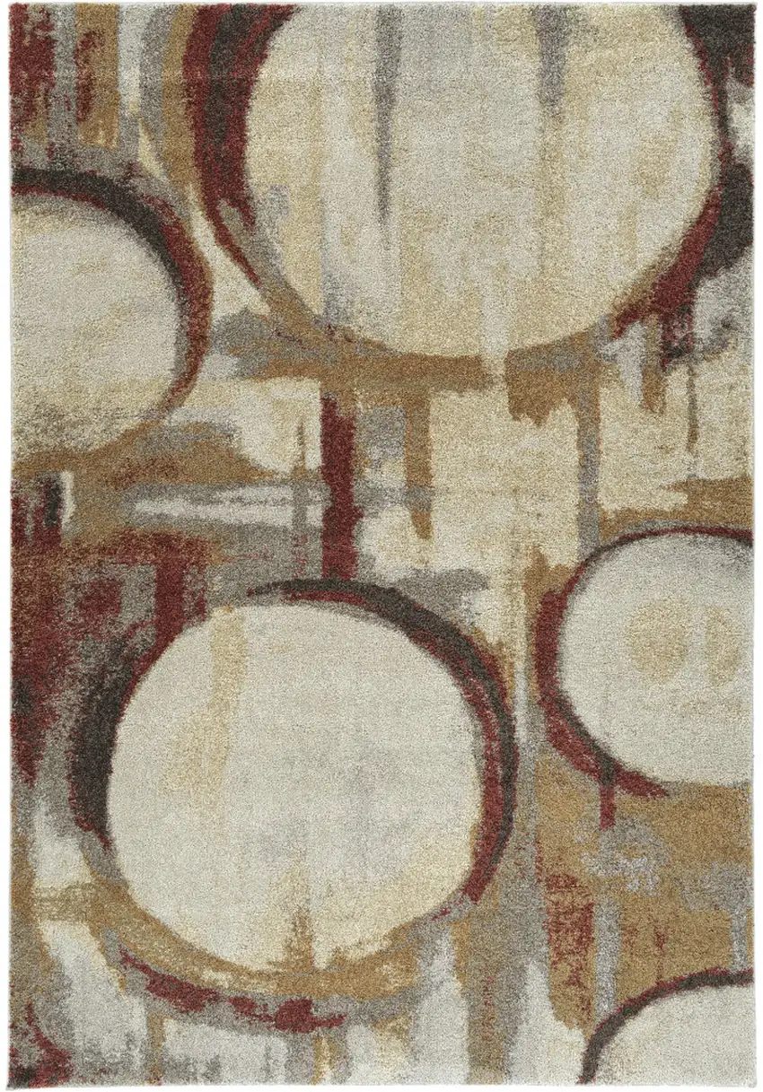 5' X 8' Brick Ivory and Gold Geometric Area Rug Photo 3