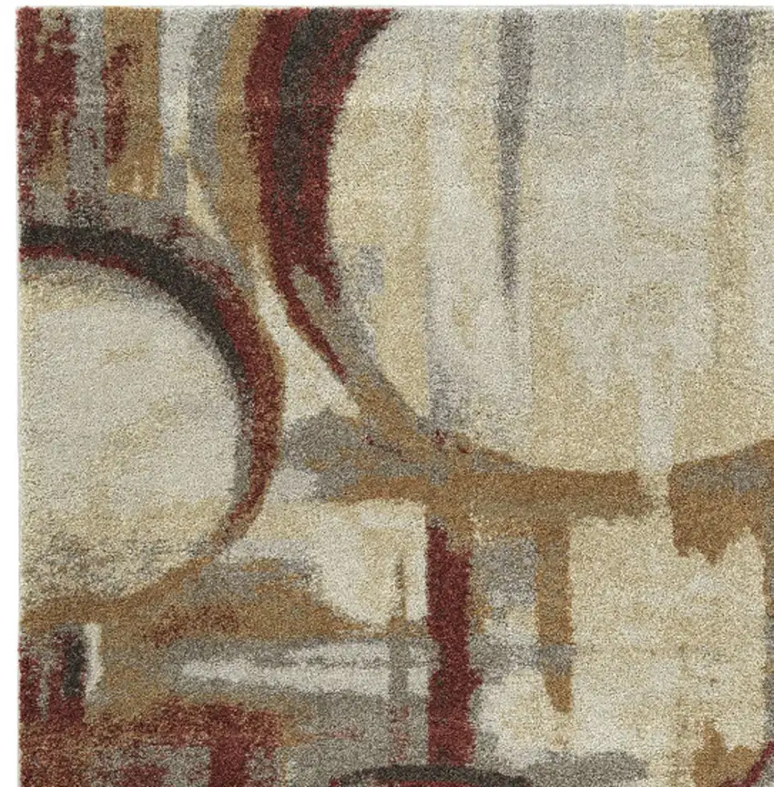 5' X 8' Brick Ivory and Gold Geometric Area Rug Photo 6