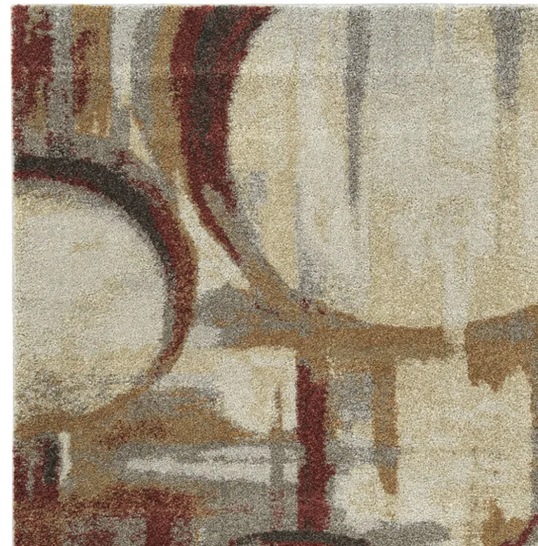 5' X 8' Brick Ivory and Gold Geometric Area Rug Photo 5