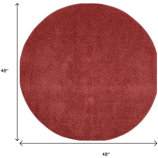 4' Brick Red Round Indoor Outdoor Area Rug Photo 9
