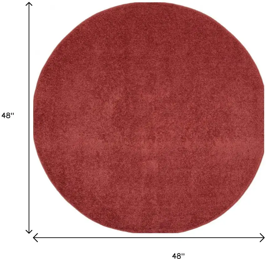 4' Brick Red Round Indoor Outdoor Area Rug Photo 9