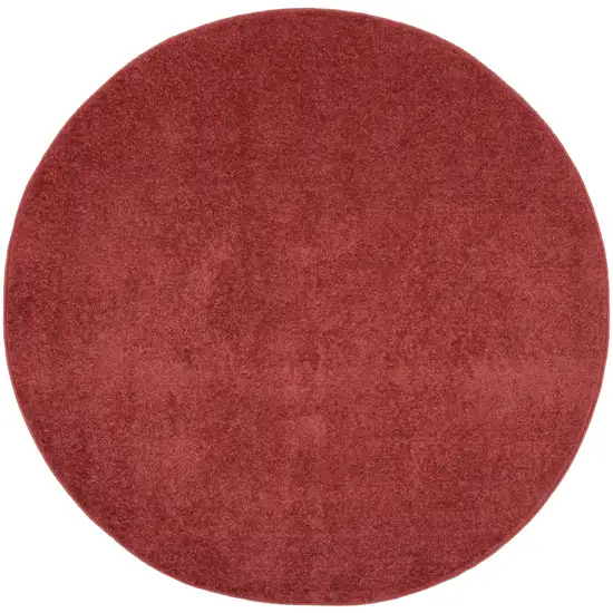 4' Brick Red Round Indoor Outdoor Area Rug Photo 3