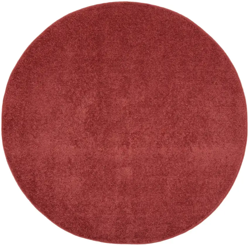 4' Brick Red Round Indoor Outdoor Area Rug Photo 3