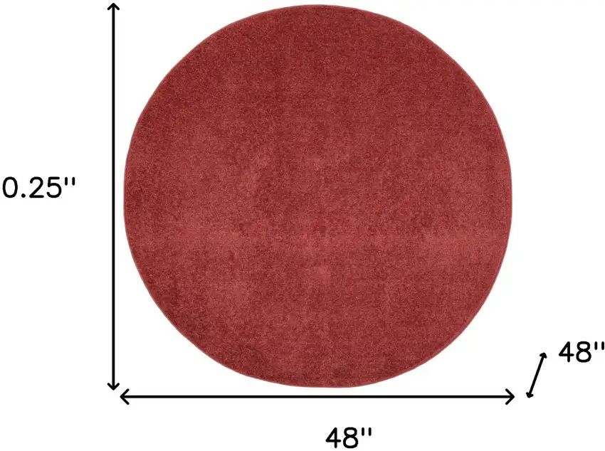 4' X 4' Brick Red Round Non Skid Indoor Outdoor Area Rug Photo 5
