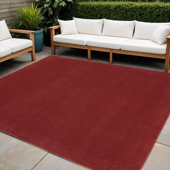 7' Brick Red Square Indoor Outdoor Area Rug Photo 1