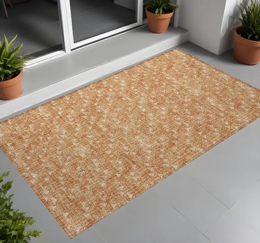 3' X 4' Bronze Geometric Washable Non Skid Indoor Outdoor Area Rug Photo 1