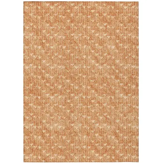 3' X 5' Bronze Geometric Washable Non Skid Indoor Outdoor Area Rug Photo 2
