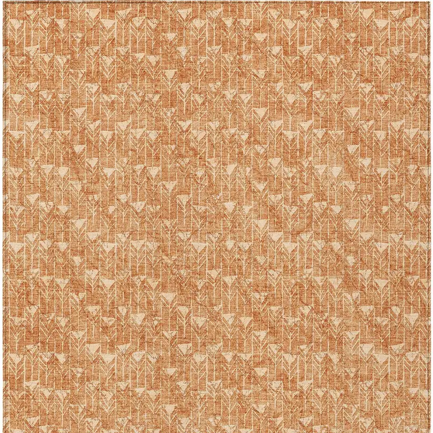 3' X 5' Bronze Geometric Washable Non Skid Indoor Outdoor Area Rug Photo 7