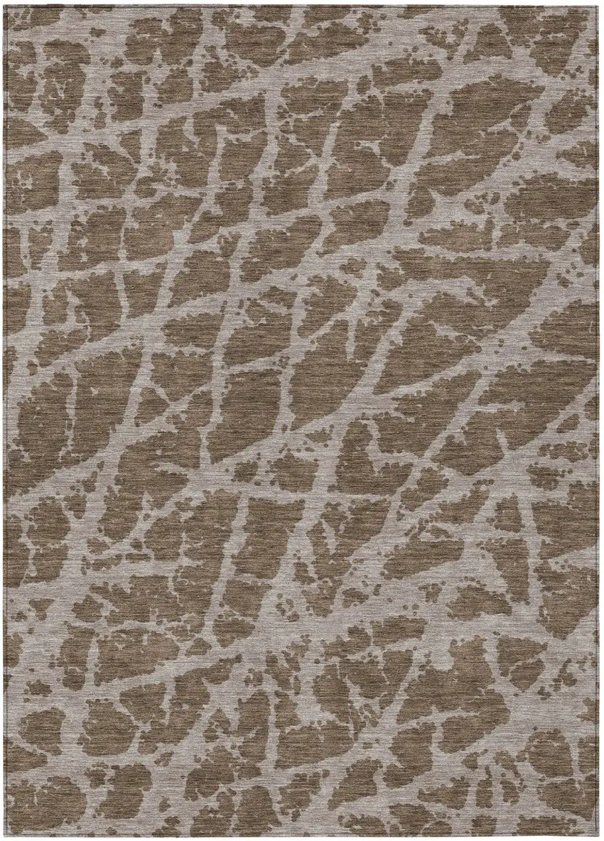 3' X 5' Brown Abstract Washable Non Skid Indoor Outdoor Area Rug Photo 2