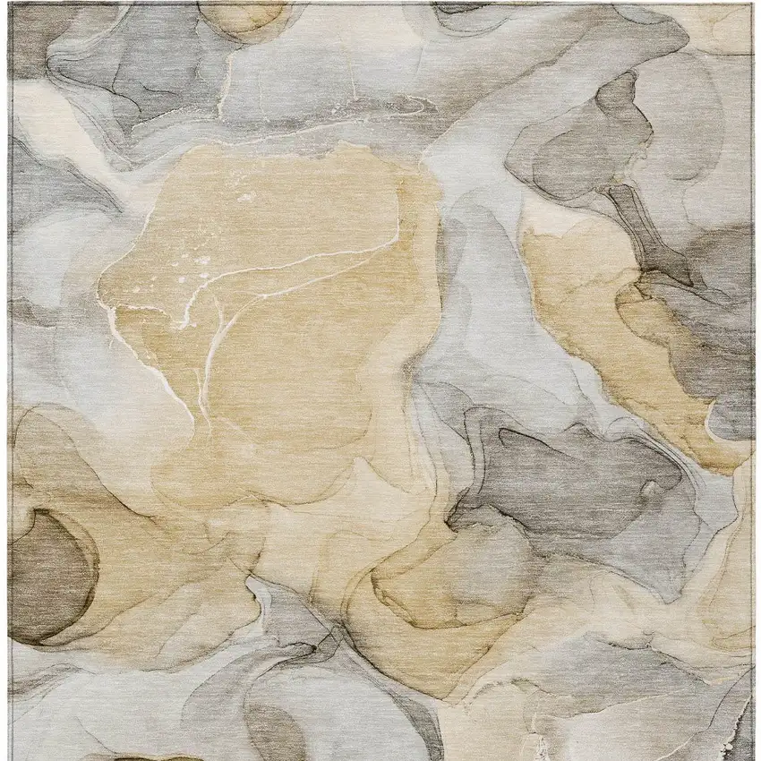 3' X 4' Brown Abstract Washable Non Skid Indoor Outdoor Area Rug Photo 7