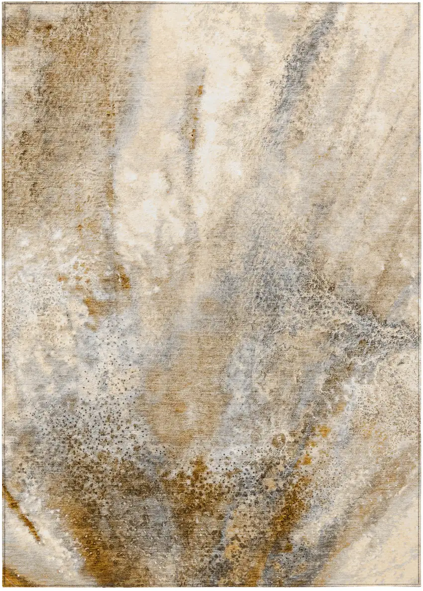 Brown Abstract Washable Non Skid Indoor Outdoor Area Rug Photo 2