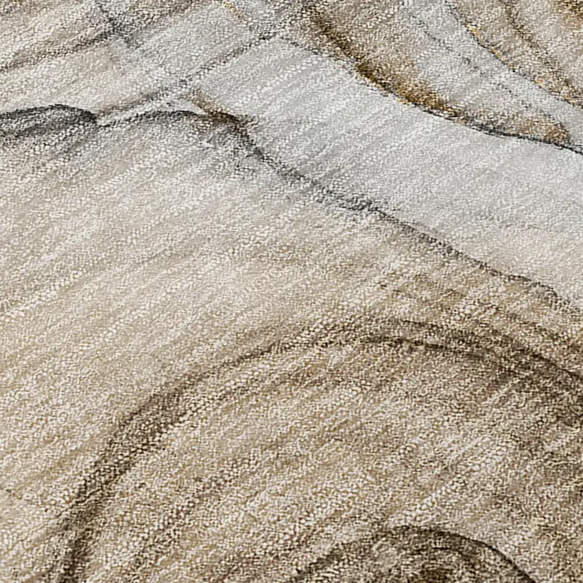 Brown Abstract Washable Non Skid Indoor Outdoor Area Rug Photo 8