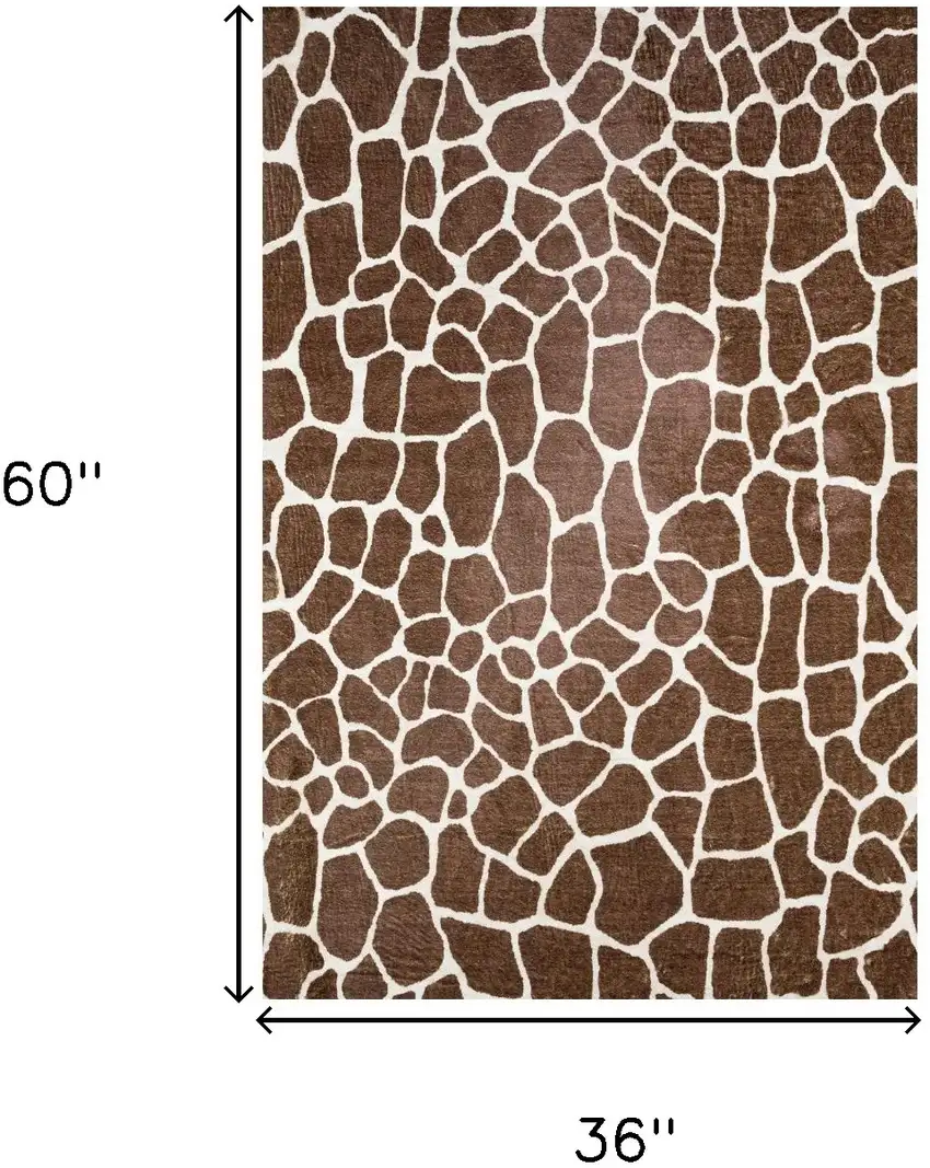 3' X 5' Brown Animal Print Shag Non Skid Area Rug Photo 3