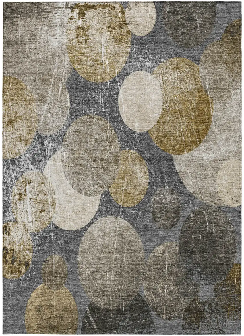 Brown Beige and Ivory Abstract Washable Non Skid Indoor Outdoor Area Rug Photo 4
