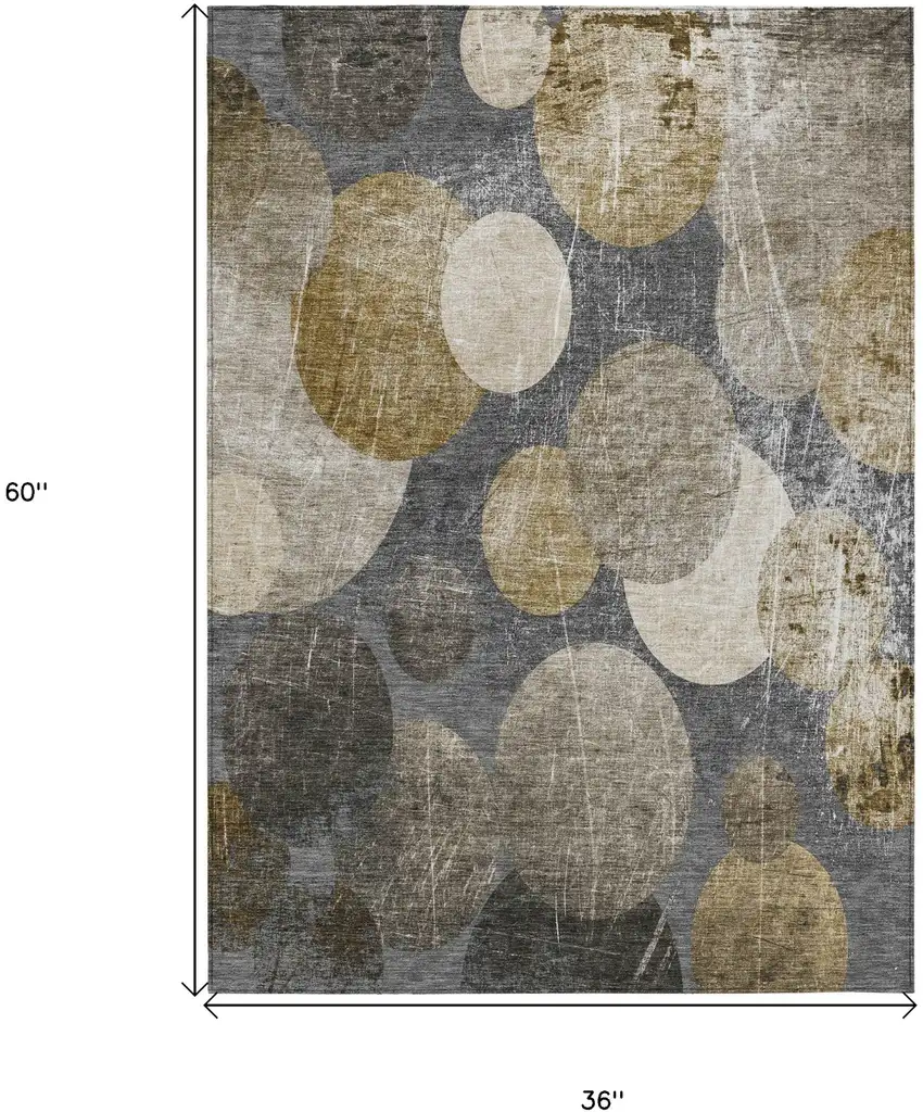 Brown Beige and Ivory Abstract Washable Non Skid Indoor Outdoor Area Rug Photo 3