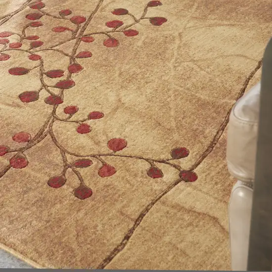 5' X 8' Brown Floral Power Loom Area Rug Photo 6