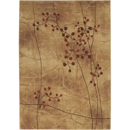 5' X 8' Brown Floral Power Loom Area Rug Photo 2
