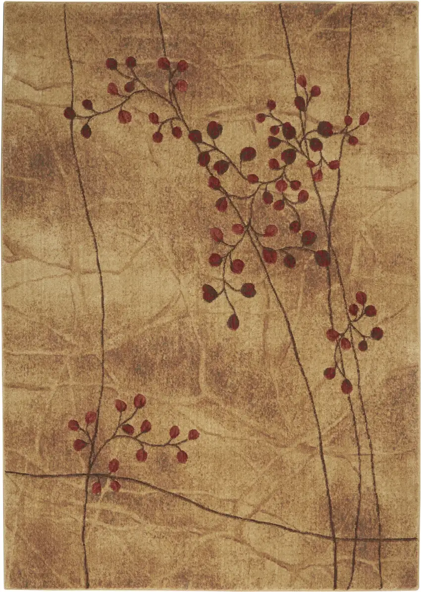 5' X 8' Brown Floral Power Loom Area Rug Photo 2