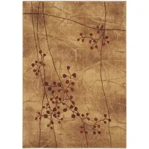 Photo of 5' X 8' Brown Floral Power Loom Area Rug