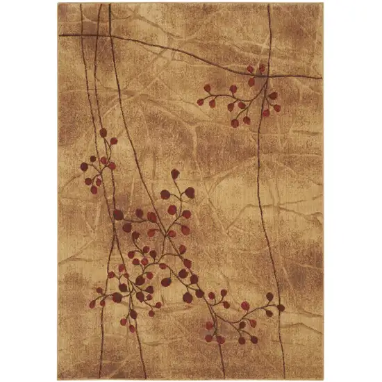 5' X 8' Brown Floral Power Loom Area Rug Photo 1