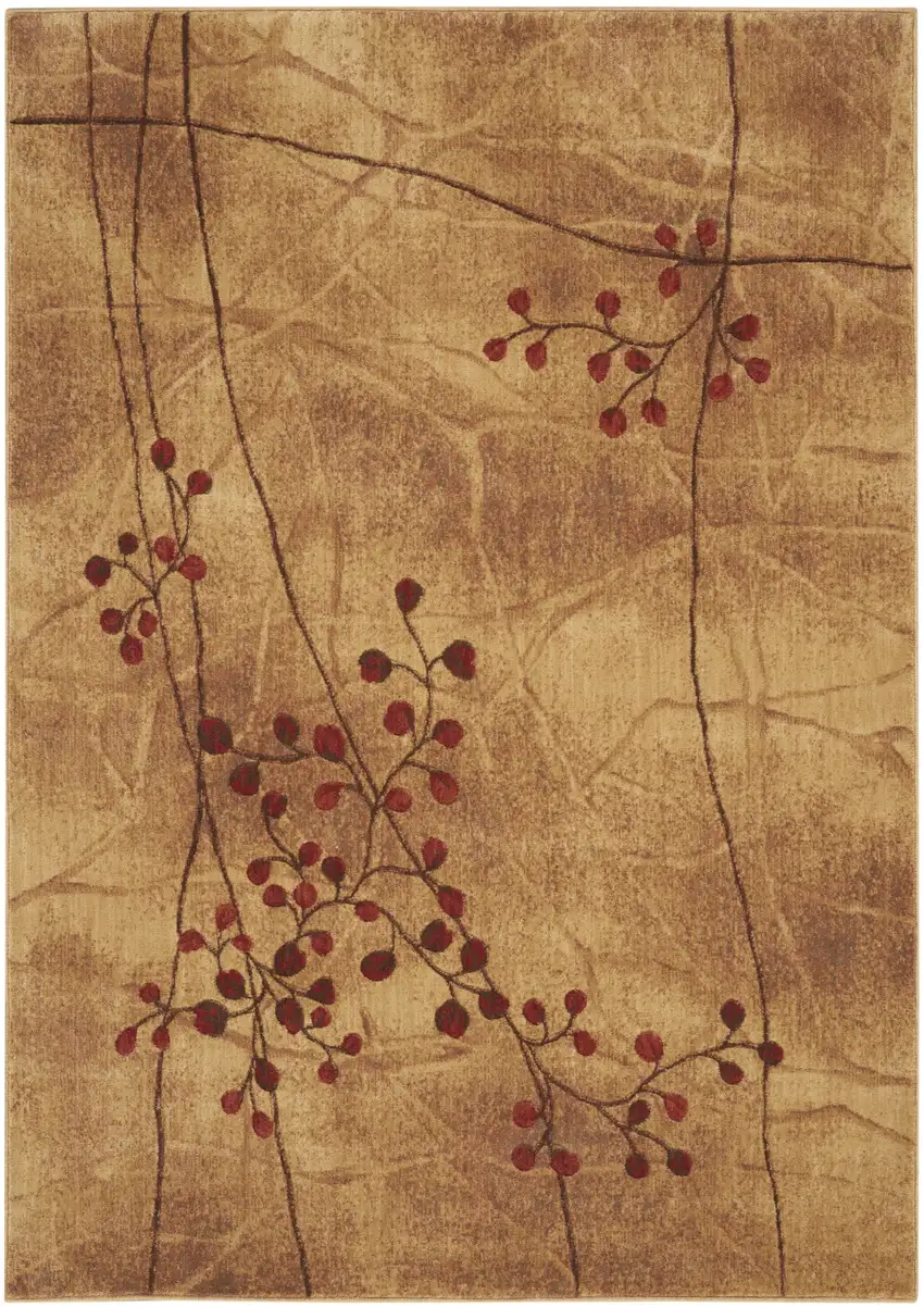 5' X 8' Brown Floral Power Loom Area Rug Photo 1