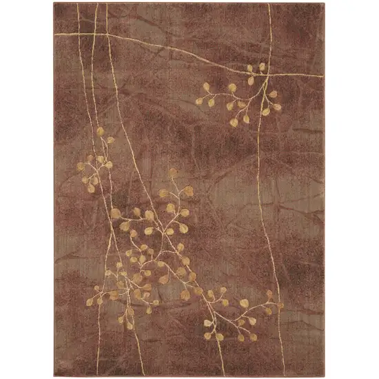 5' X 8' Brown Floral Power Loom Area Rug Photo 1