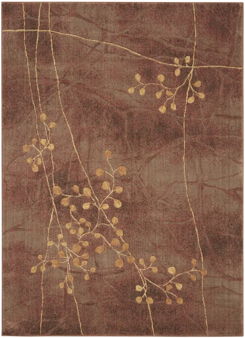5' X 8' Brown Floral Power Loom Area Rug Photo 1