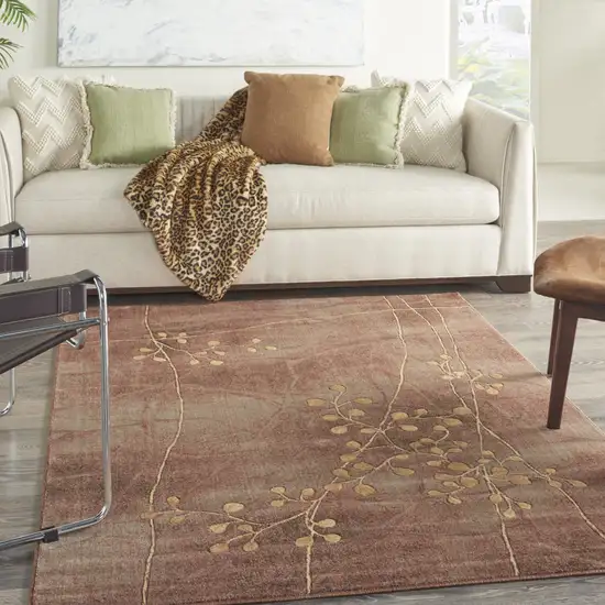5' X 8' Brown Floral Power Loom Area Rug Photo 6