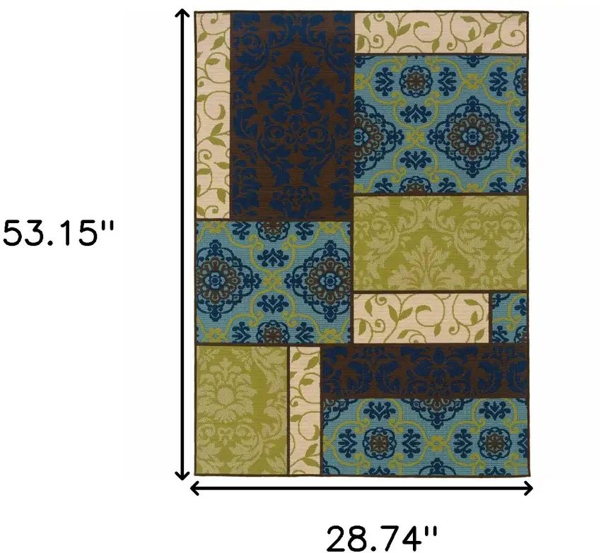 3' X 5' Brown Geometric Stain Resistant Indoor Outdoor Area Rug Photo 5