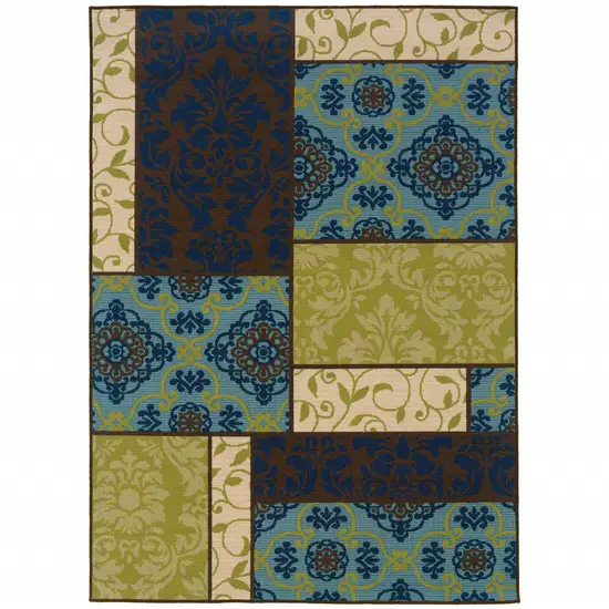 6' X 9' Brown Geometric Stain Resistant Indoor Outdoor Area Rug Photo 1